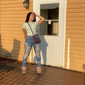 Cream open toe platform sandals